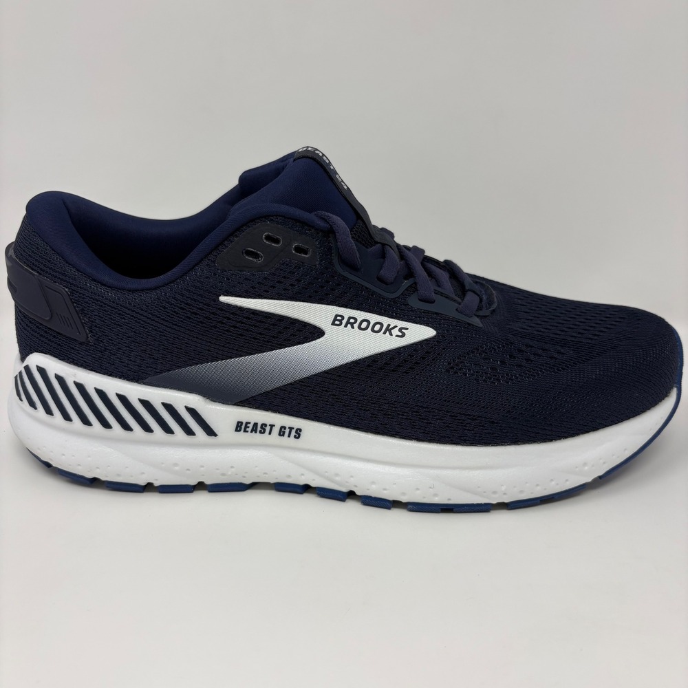 Brooks Beast GTS 24 Mens Size 8 Navy Blue White Running Shoes (1104251D452)